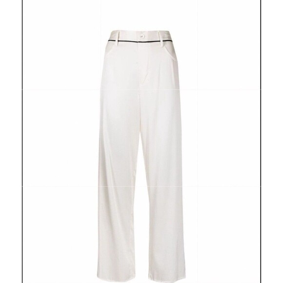 Fleur Du Mal Wide Leg Tuxedo Pants High Rise Size XS Ivory / Black  $395 - Picture 1 of 8